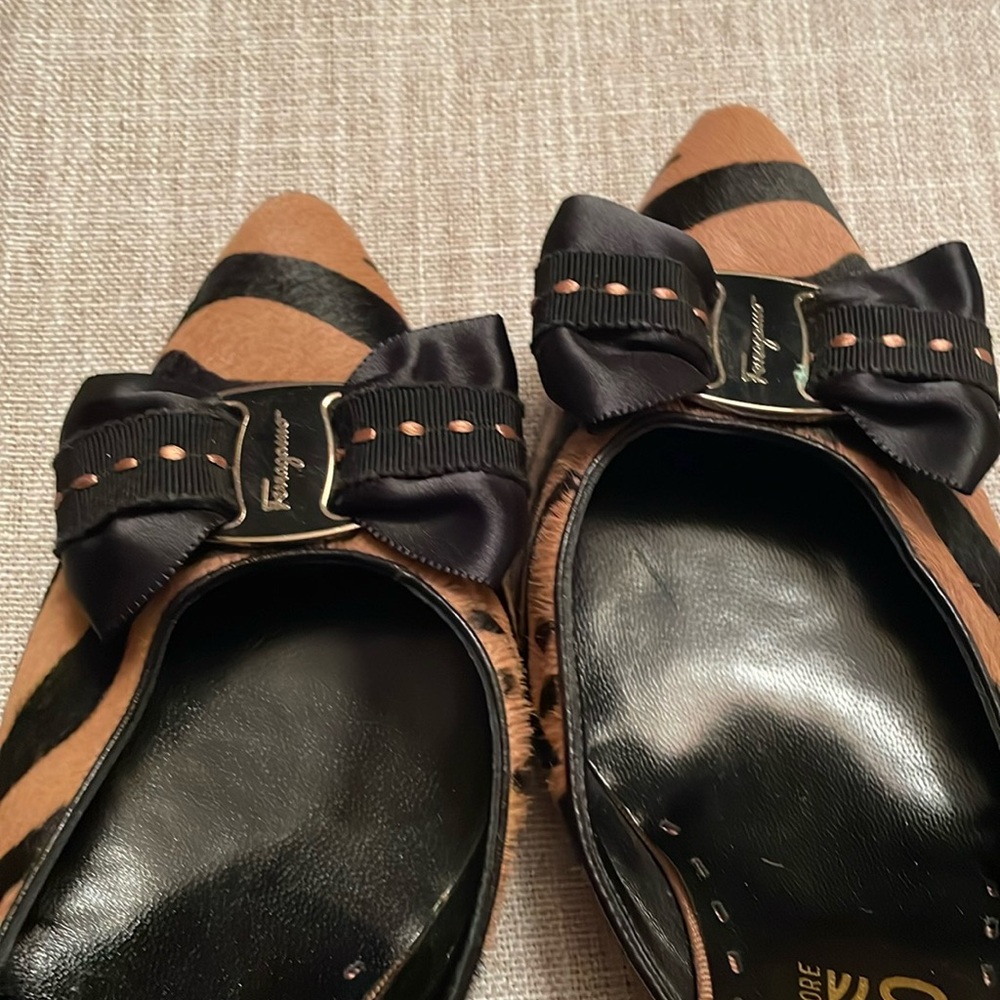 Ferragamo 9.5 animal print kitten heels